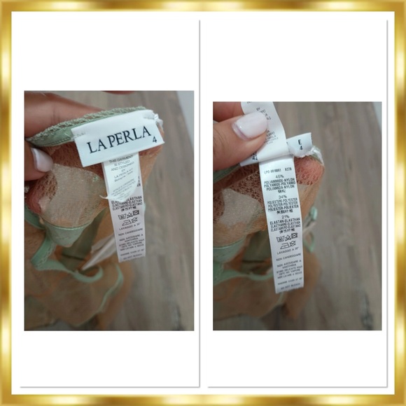 La Perla Donna Lucia Mint Green& Tan Floral Appliqué Sheer Chemise Slip RARE - Picture 4 of 4